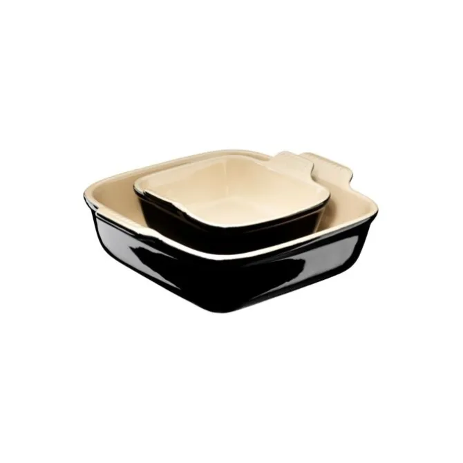 Le Creuset ovenschalenset aardewerk glanzend zwart 2-delig