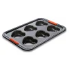 Le Creuset Pâtiliss bakvorm voor 6 hartvormige muffins staal zwart