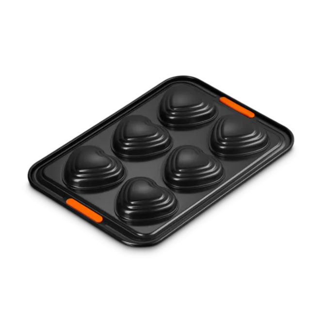Le Creuset Pâtiliss bakvorm voor 6 hartvormige muffins staal