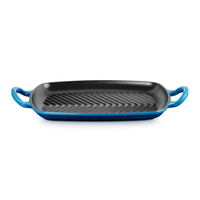 Le Creuset rechthoekige grill 30 cm gietijzer Azure