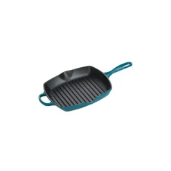 Le Creuset skillet grill vierkant 26 cm gietijzer Deep Teal