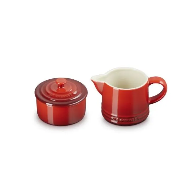 Le Creuset suiker- en melkset aardewerk kersrood 2-delig