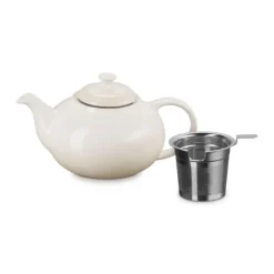 Le Creuset theepot met filter 1,3 liter aardewerk Meringue