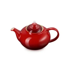Le Creuset theepot met filter 1,3 liter aardewerk kersrood