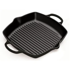 Le Creuset vierkante grill 30 cm gietijzer mat zwart