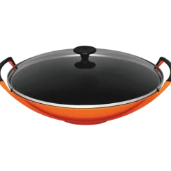 Le Creuset wok met glazen deksel 4,5 liter ø 36 cm gietijzer vulcanique