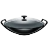 Le Creuset wok met glazen deksel 4,5 liter ø 36 cm gietijzer mat zwart