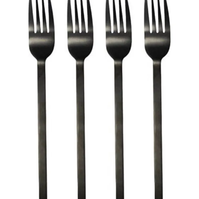 Leeff Charlot taartvork 15,5 cm rvs zwart 4 stuks