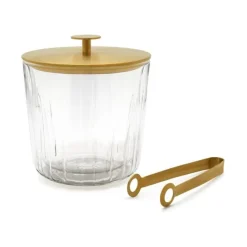 Leopold Arinto ijsemmer met tang 1 liter rvs glas