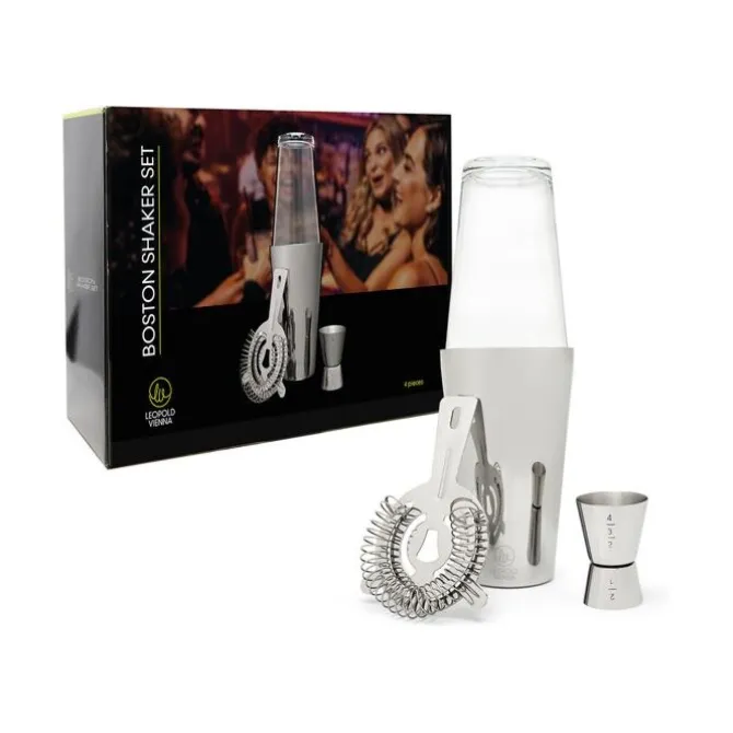 Leopold Boston Shaker Set rvs 4-delig