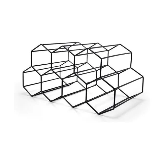 Leopold Hexagon wijnrek voor 7 flessen staal zwart