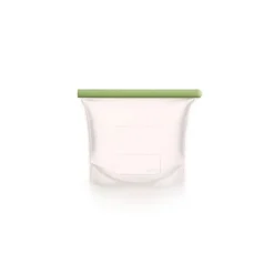 Lékué herbruikbare voorraadzak 1 liter silicone transparant/groen