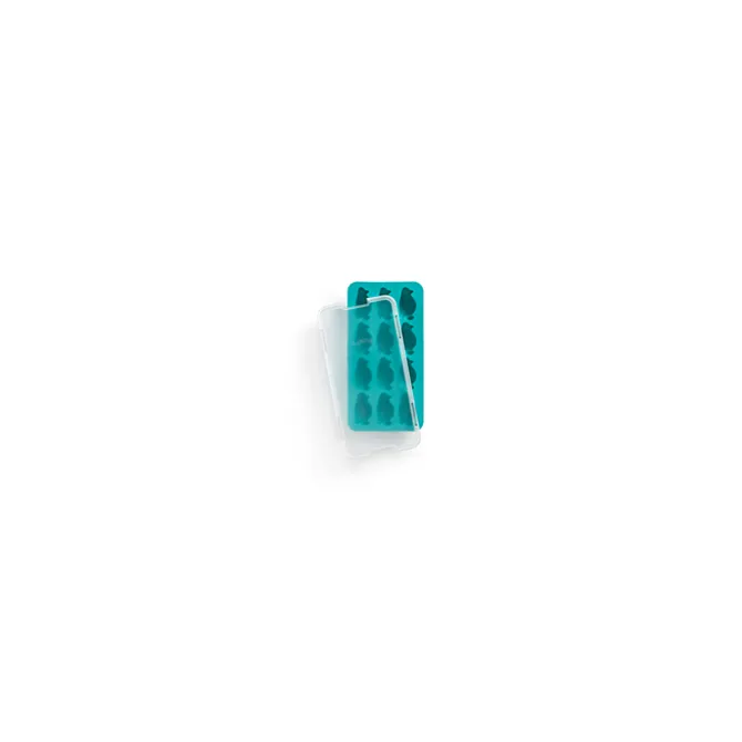 Lékué ijsblokjesvorm met deksel 12 pinguïns silicone blauw
