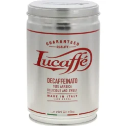 Lucaffé Decaffeinato gemalen koffie blik 250 gram