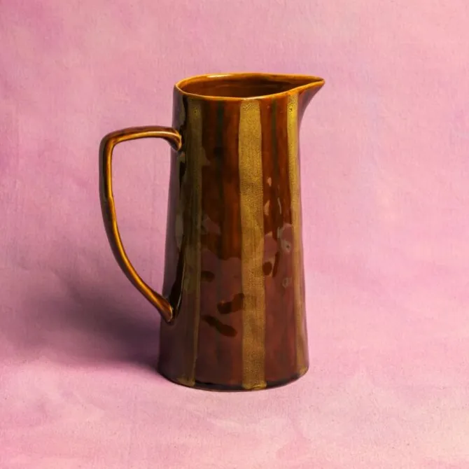 Maegen karaf 24,5 cm aardewerk gestreept Ochre & Brown
