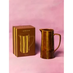 Maegen karaf 24,5 cm aardewerk gestreept Ochre & Brown