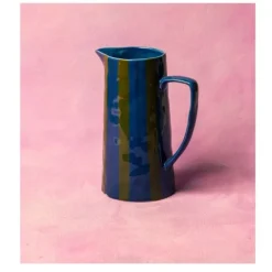 Maegen karaf 24,5 cm aardewerk gestreept Blue & Green