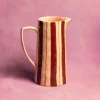 Maegen karaf 24,5 cm aardewerk gestreept Pink & Burgandy