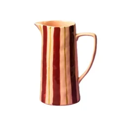 Maegen karaf 24,5 cm aardewerk gestreept Pink & Burgandy
