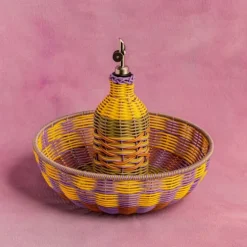 Maegen Woven oliefles 28 cm Yellow/Lilac