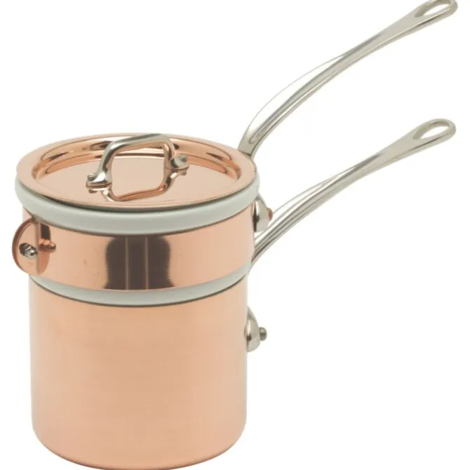 Mauviel M'150S au bain-mariepan ø 12 cm koper met rvs grepen 2-delig