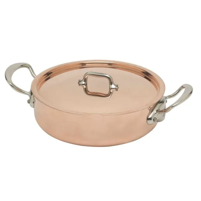 Mauviel M'150S braadpan met deksel ø 28 cm koper rvs greep