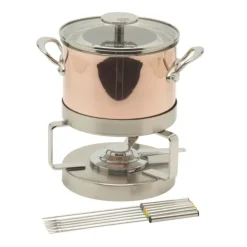 Mauviel M'150S fondueset 2,5 liter koper met rvs grepen 6-persoons