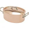 Mauviel M'150S ovale braadpan met deksel ø 30 cm koper rvs greep
