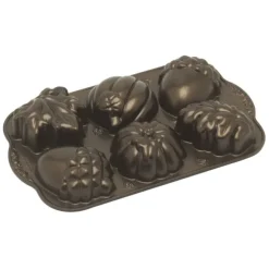 Nordic Ware Autumn Treats herfstfiguren bakvorm 6 stuks 9 x 6 cm aluminium bronskleurig