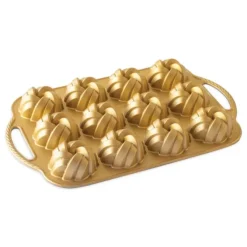 Nordic Ware Braided Mini Bundt 12 tulbanden gietaluminium goudkleurig