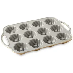Nordic Ware Braided Mini Bundt 12 tulbanden gietaluminium goudkleurig