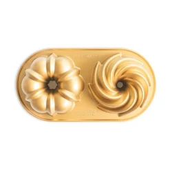 Nordic Ware Classic Bundt Duet bakvorm aluminium goudkleurig