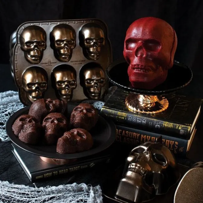 Nordic Ware 3D Haunted Skull schedelbakvorm aluminium bronskleurig