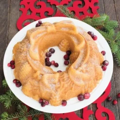 Nordic Ware Holiday Wreath tulbandvorm kerstkrans 28,5 cm aluminium grijs
