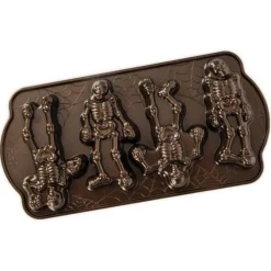 Nordic Ware Spooky Skeleton bakvorm 4 stuks aluminium bronskleurig