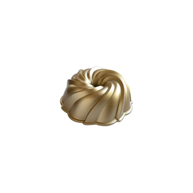 Nordic Ware Swirl tulbandvorm gietaluminium goudkleurig