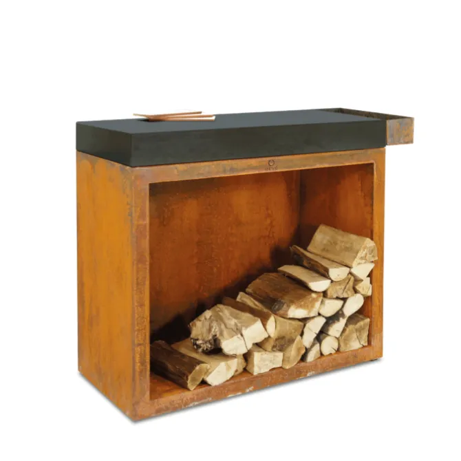 OFYR Butcher Block Storage 90 hakblok 45 x 90 cm met donkergrijs keramieken werkblad