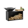 OFYR Island Black 100-100 vuurkorf - barbecue met meubel en plank van teakhout