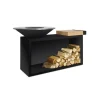 OFYR Island Black 85-100 vuurkorf - barbecue met meubel en plank van teakhout