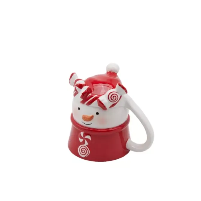 Oldenhof Candy sneeuwpop upside down beker H 12 cm aardewerk