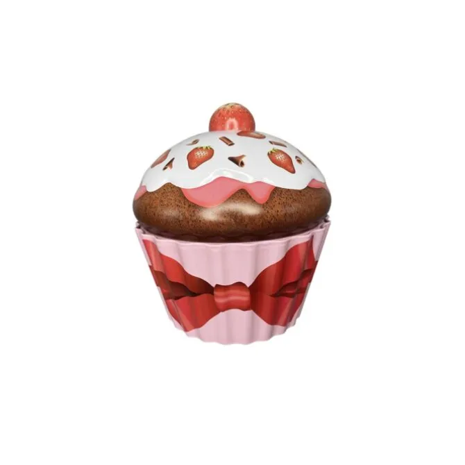 Oldenhof Cupcake Aardbeien groot koekblik 1,5 liter roze