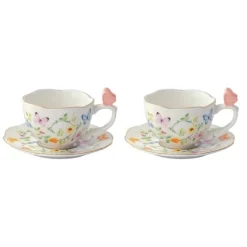 Oldenhof Dancing Butterflies koffiekop met schotel 120 ml porselein 4-delig