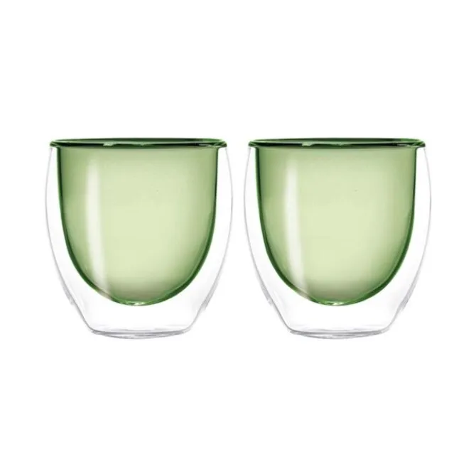 Oldenhof dubbelwandig espressoglas 80 ml glas groen 2 stuks