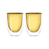 Oldenhof dubbelwandig koffieglas 220 ml glas geel 2 stuks