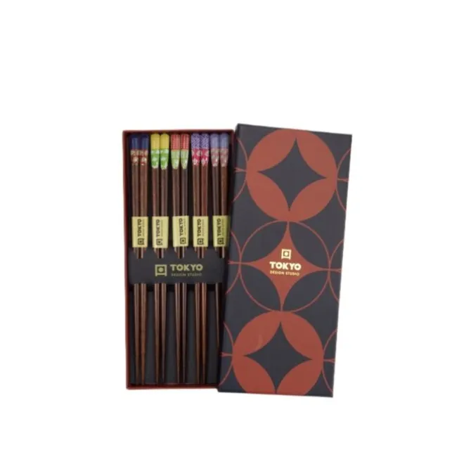 Oldenhof eetstokjes 22,5 cm Red Black 5 stuks
