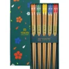 Oldenhof eetstokjes Cubes Hout Flower Turquoise 22,5 cm 5