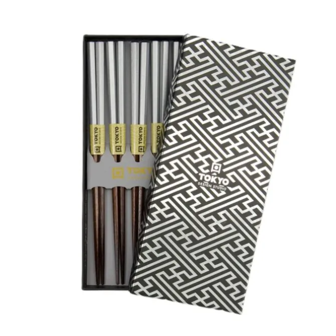 Oldenhof eetstokjes giftbox Silver 5 stuks