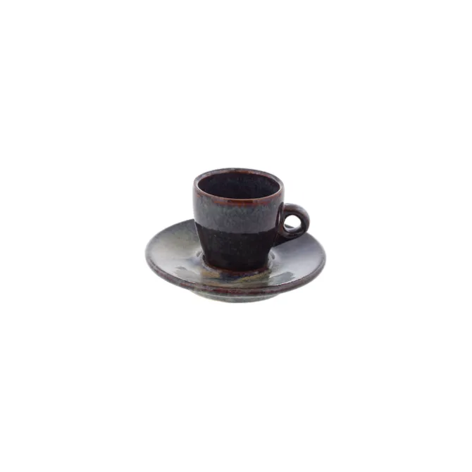 Oldenhof 1821 espressokopje met schotel aardewerk mosgroen