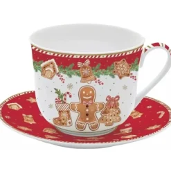Oldenhof Fancy Gingerbread kop met schotel 400 ml porselein