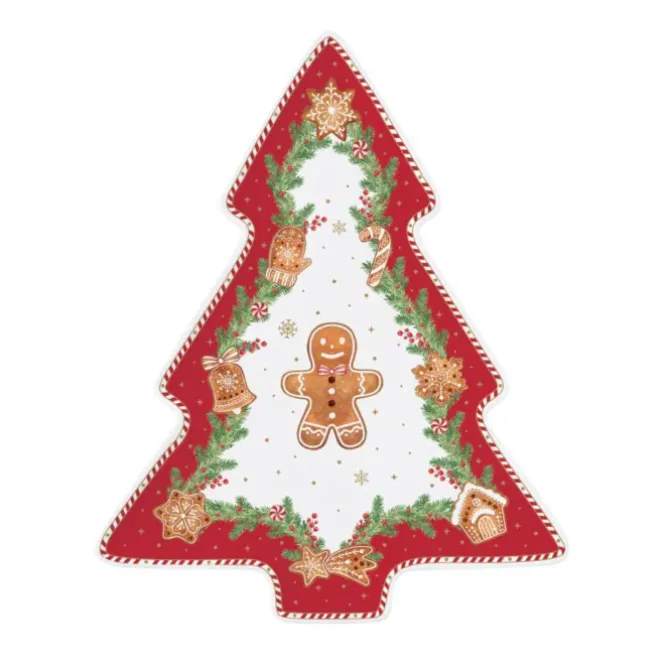 Oldenhof Fancy Gingerbread serveerbord kerstboom 25,5 x 20,5 cm porselein